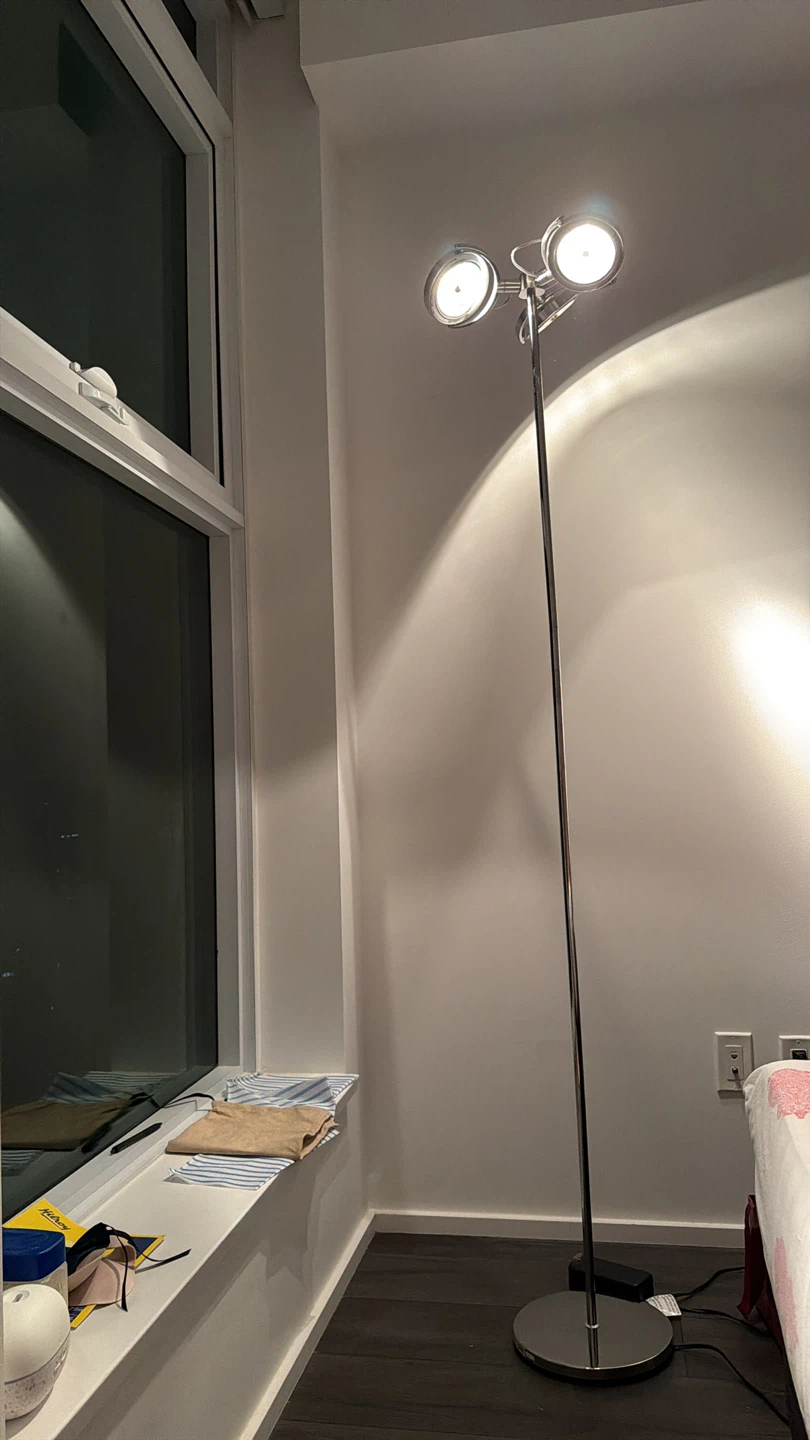 Three head chrome floor lamp