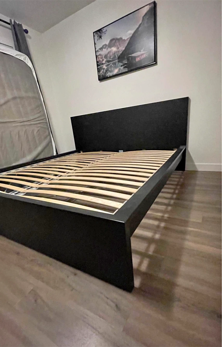 IKEA KING bed frame in black brown MALM series - photo 2