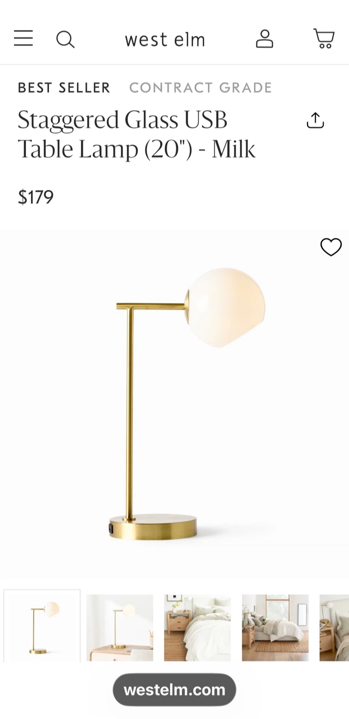 West Elm Staggered Glass USB Table Lamp - photo 2