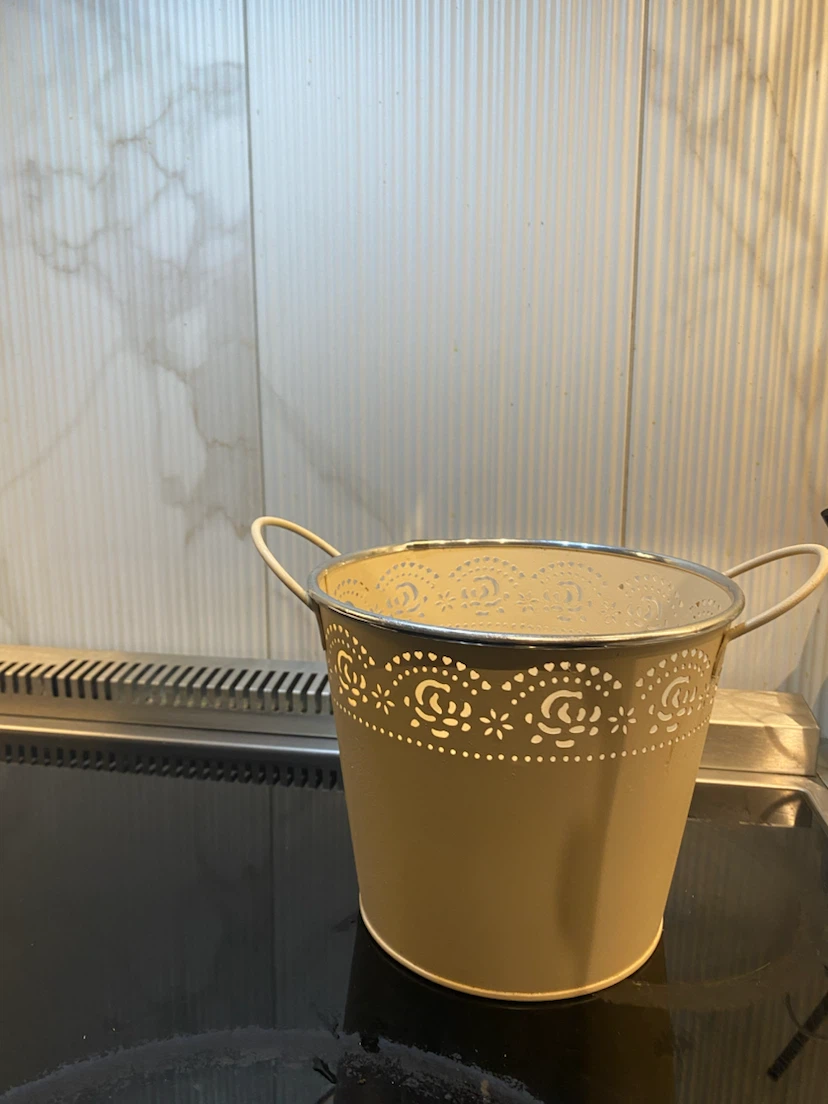 Planter Cream Decorative Metal with Handles