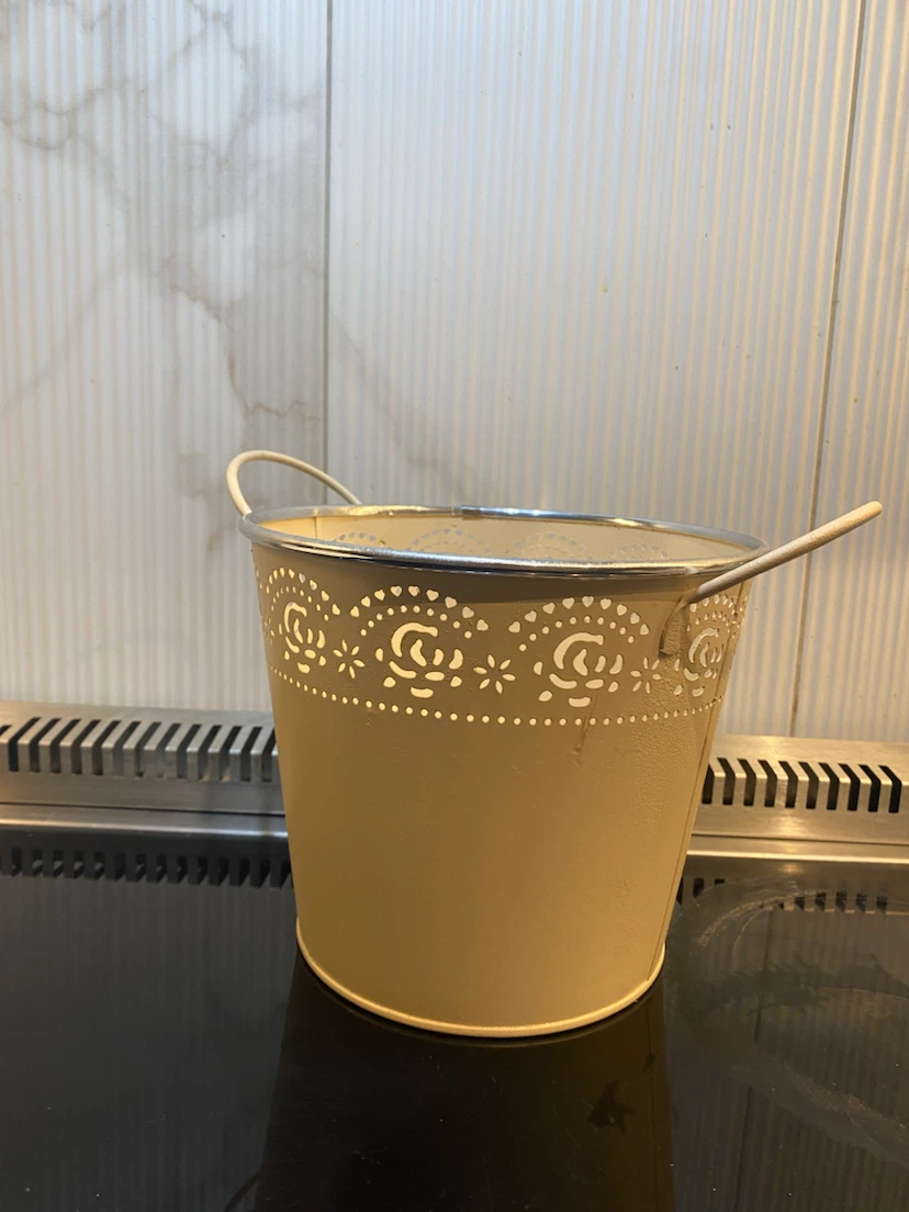 Planter Cream Decorative Metal with Handles - photo 3