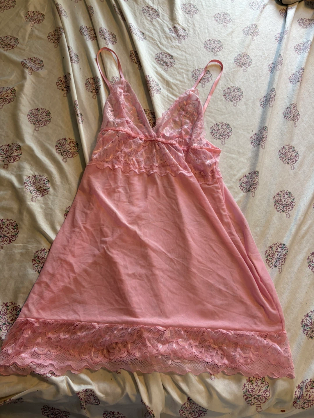 Pink lace chemise sleepwear