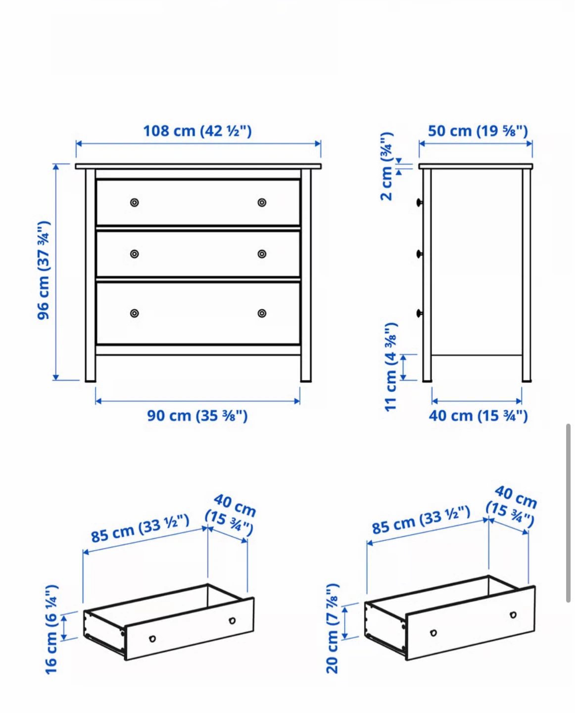 IKEA Wooden dresser black brown 3 drawers - photo 5