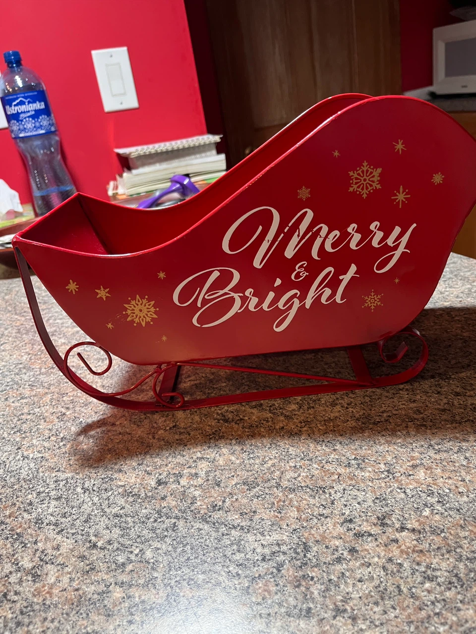 Red Metal Decorative Christmas Sleigh