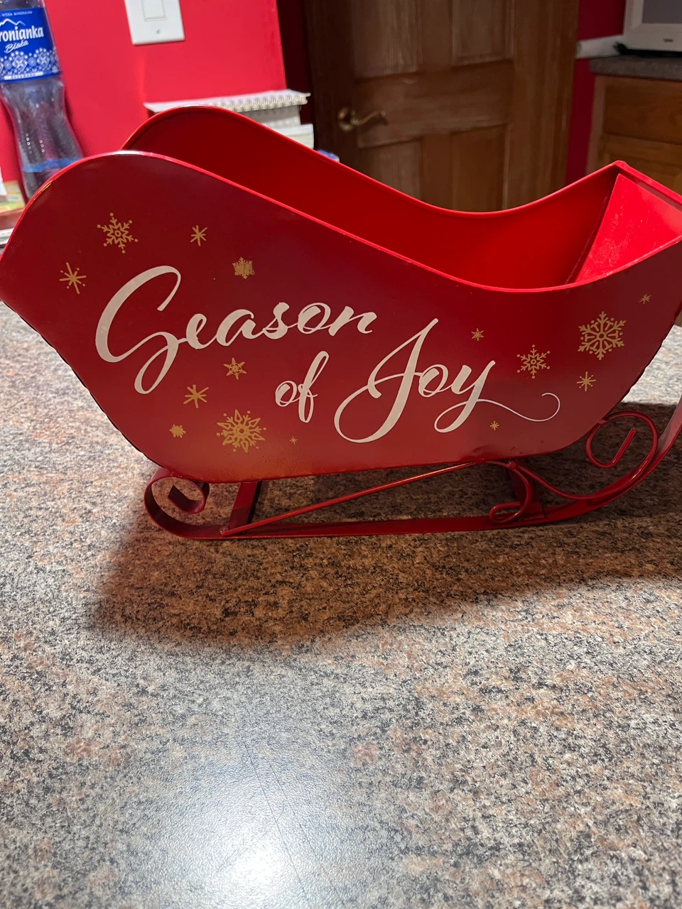 Red Metal Decorative Christmas Sleigh - photo 2