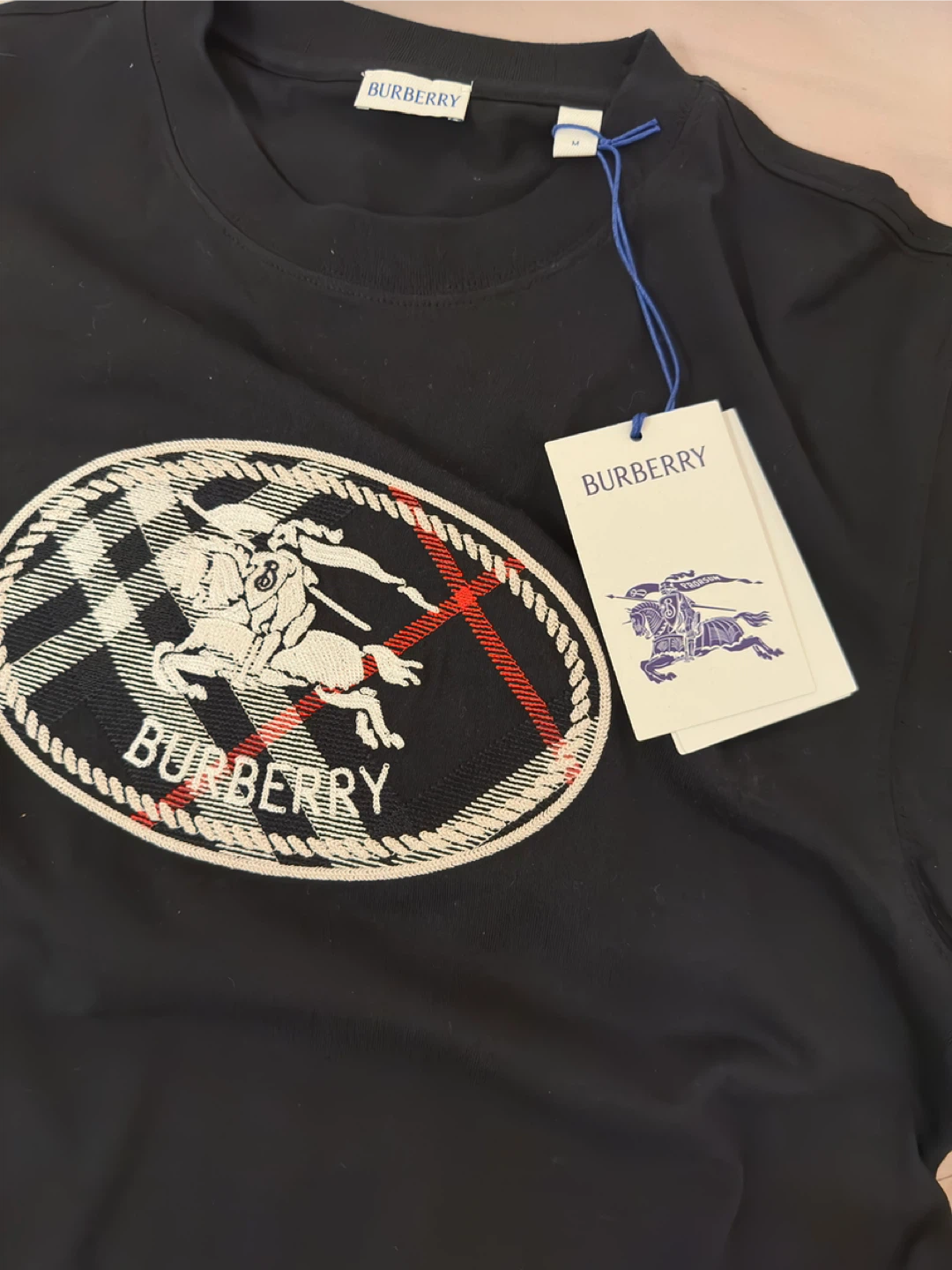 Burberry Black Check Knight Stamp Cotton T-shirt - photo 2