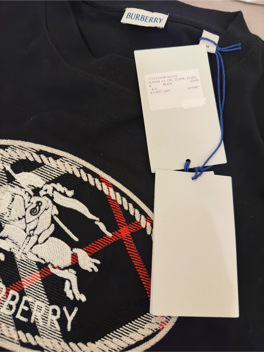 Burberry Black Check Knight Stamp Cotton T-shirt - photo 3