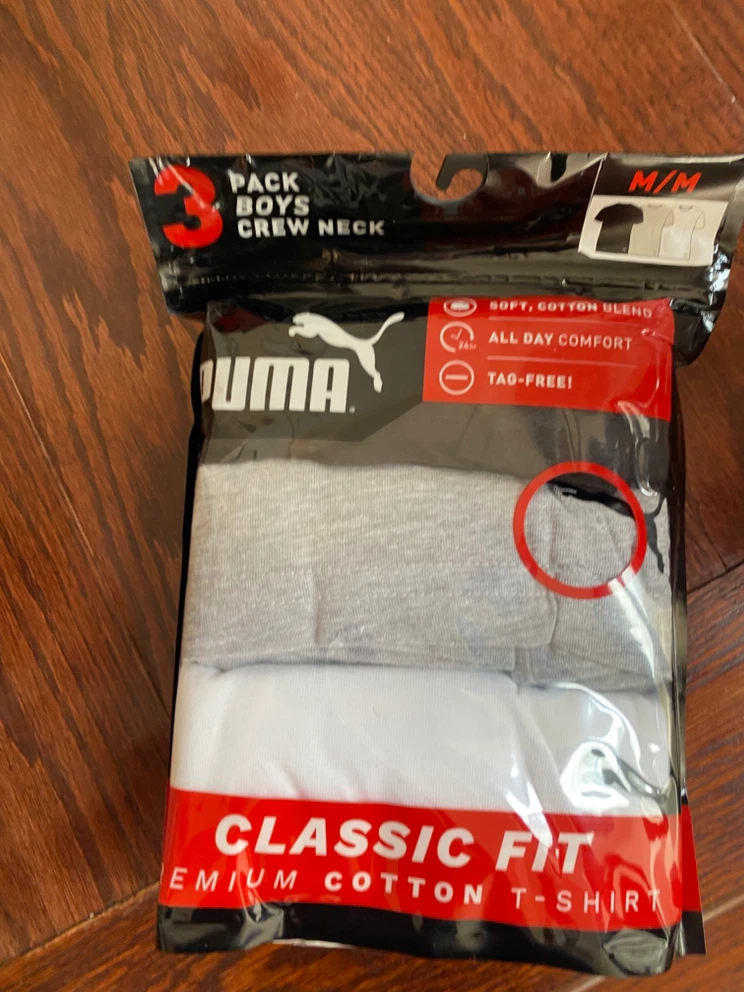 Puma Boys 3-Pack Crew Neck T-Shirts Size M
