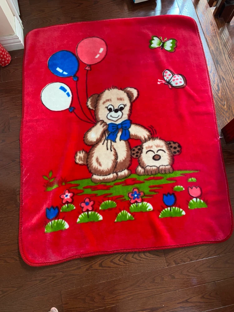 Red Teddy Bear Pattern Fleece Throw Blanket