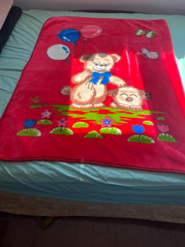 Red Teddy Bear Pattern Fleece Throw Blanket - photo 4