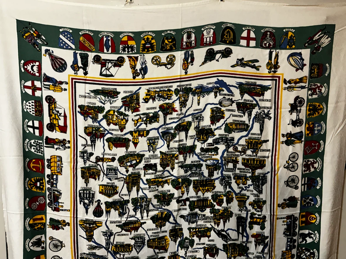 Vtg West Germany Map Souvenir Tablecloth  EUC - photo 2