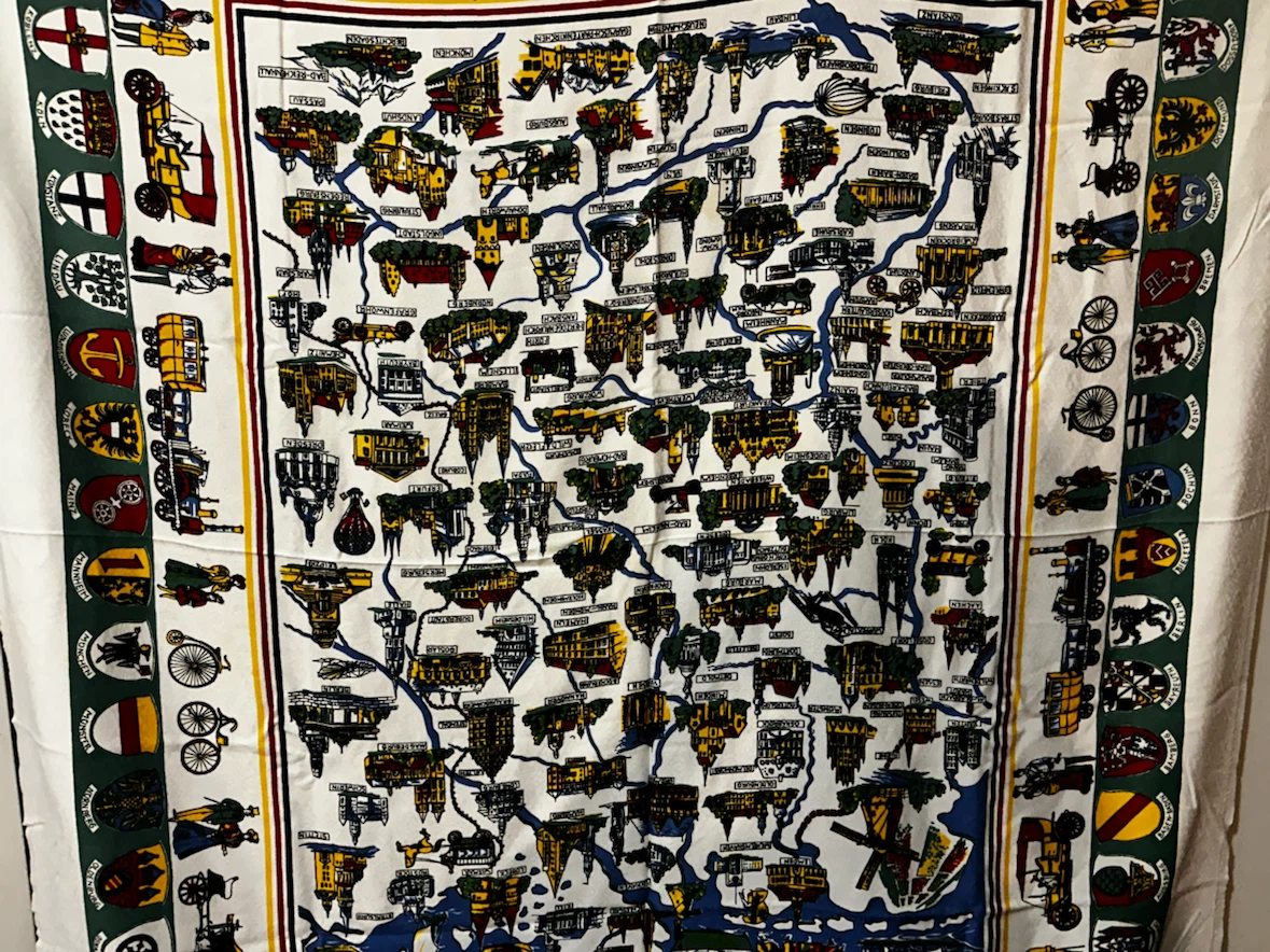 Vtg West Germany Map Souvenir Tablecloth  EUC - photo 3