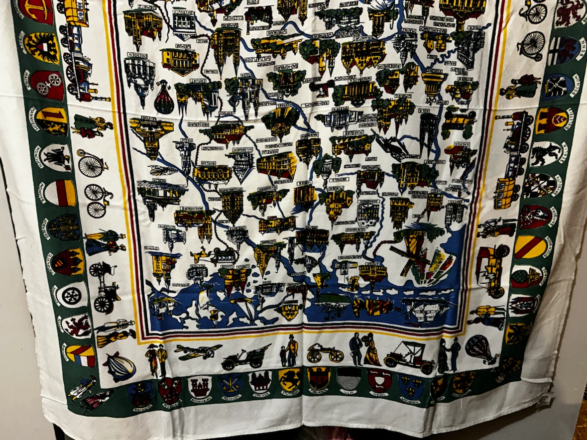 Vtg West Germany Map Souvenir Tablecloth  EUC - photo 4