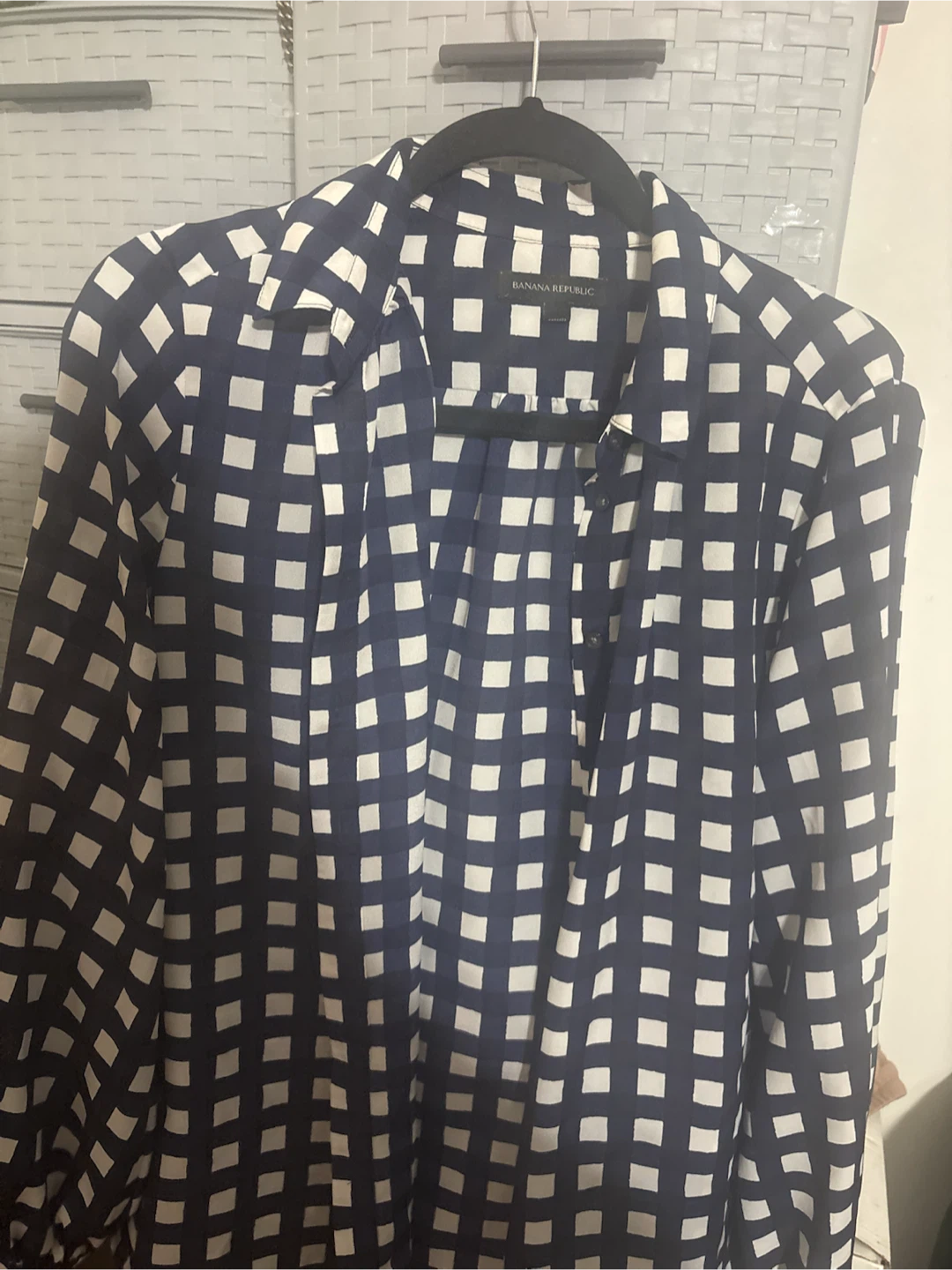 Banana Republic Navy and White Checkered Shirt