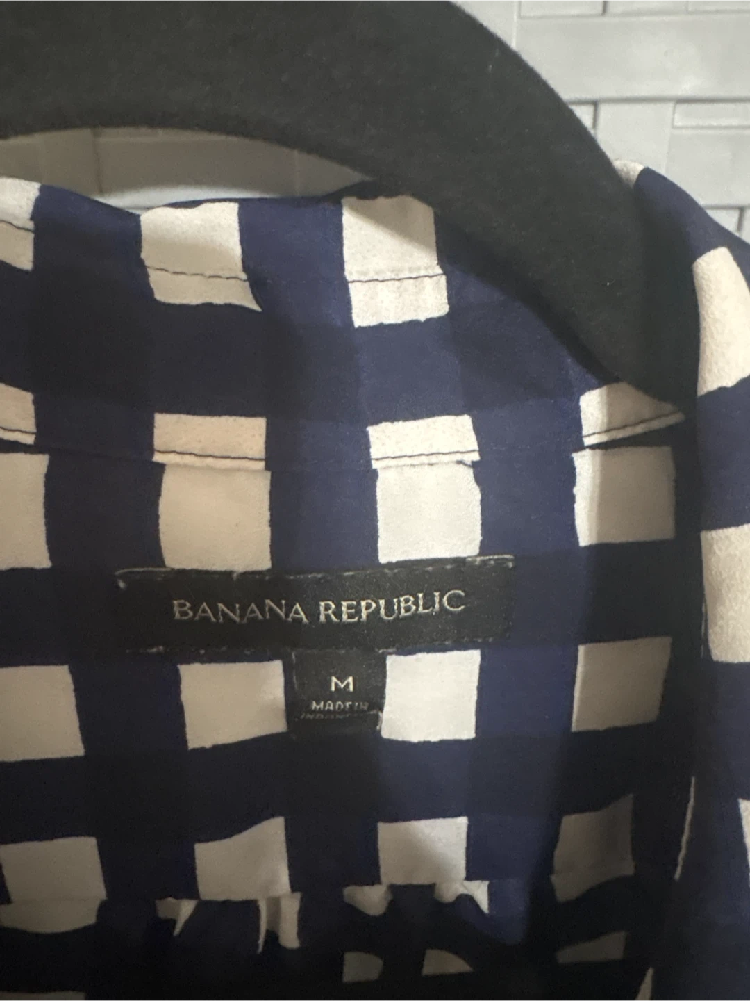 Banana Republic Navy and White Checkered Shirt - photo 2