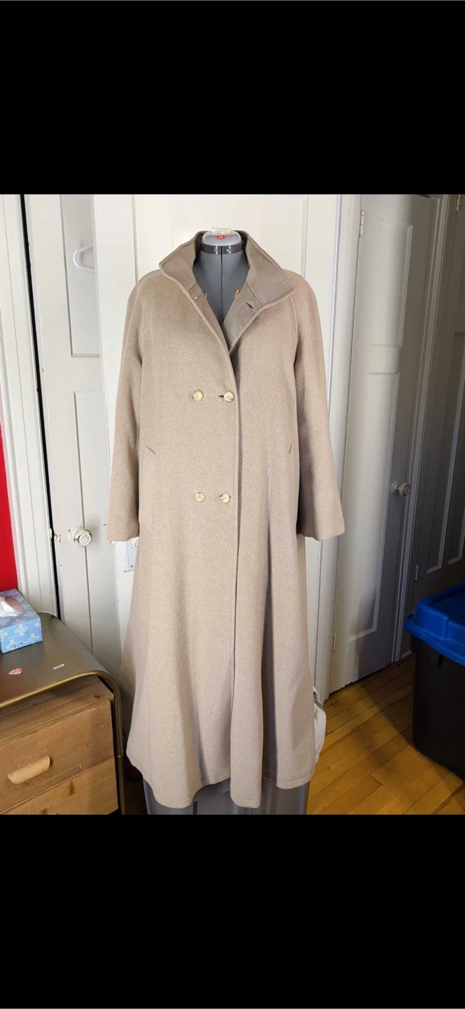 Vintage Saks Fifth Avenue Reversible Beige Wool Coat-XL