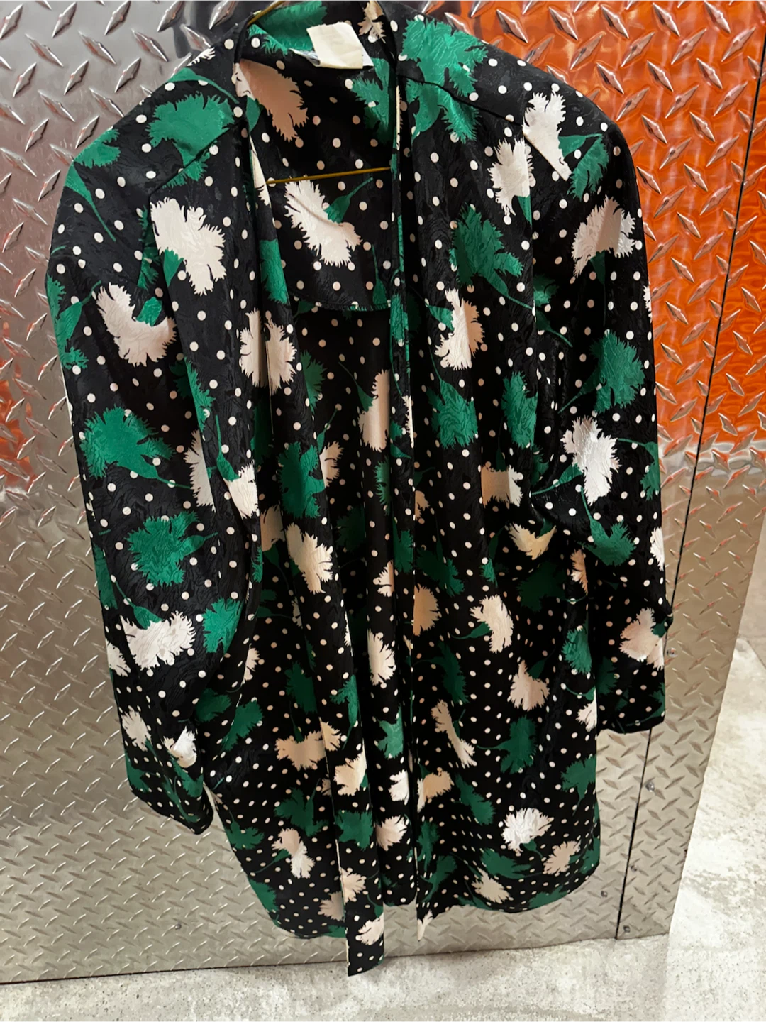 Vtg Nu-Mode Toronto Floral Polka Dot Blouse