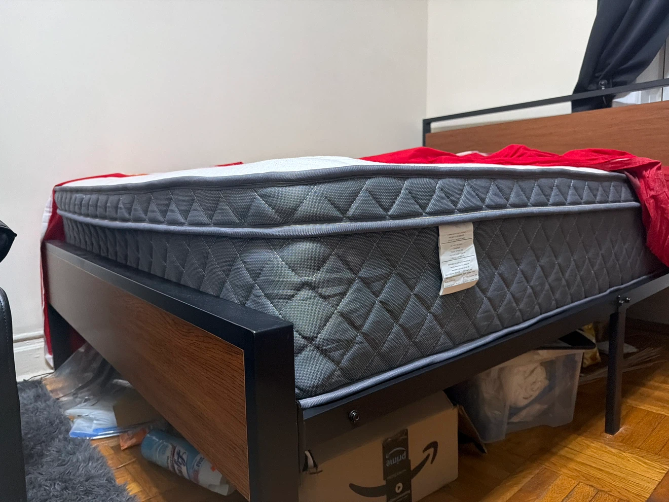 Full Size Metal and Wood Bed Frame W Mattress - photo 3