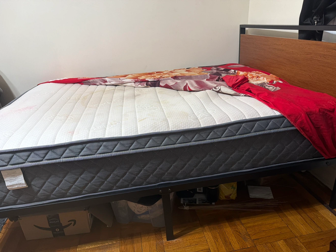 Full Size Metal and Wood Bed Frame W Mattress - photo 4