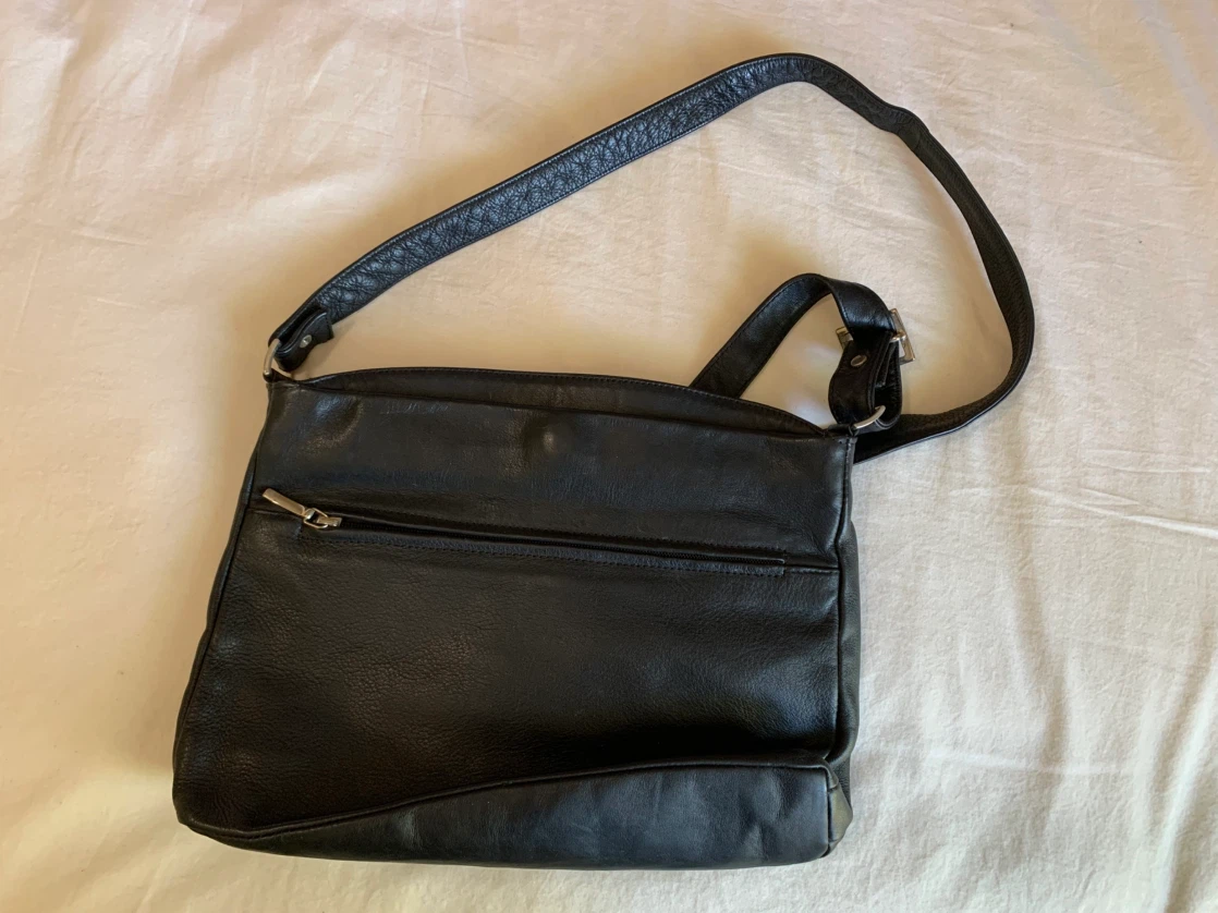 Real Black Leather Crossbody Bag