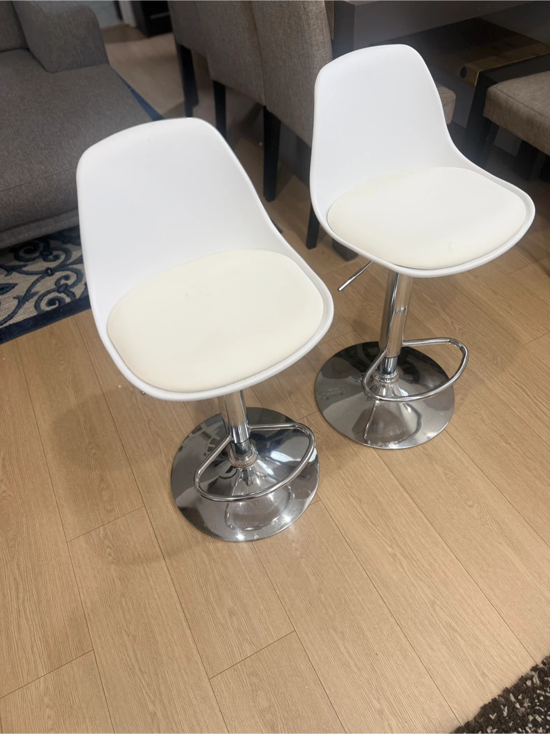 Two White Adjustable Bar Stools - photo 2