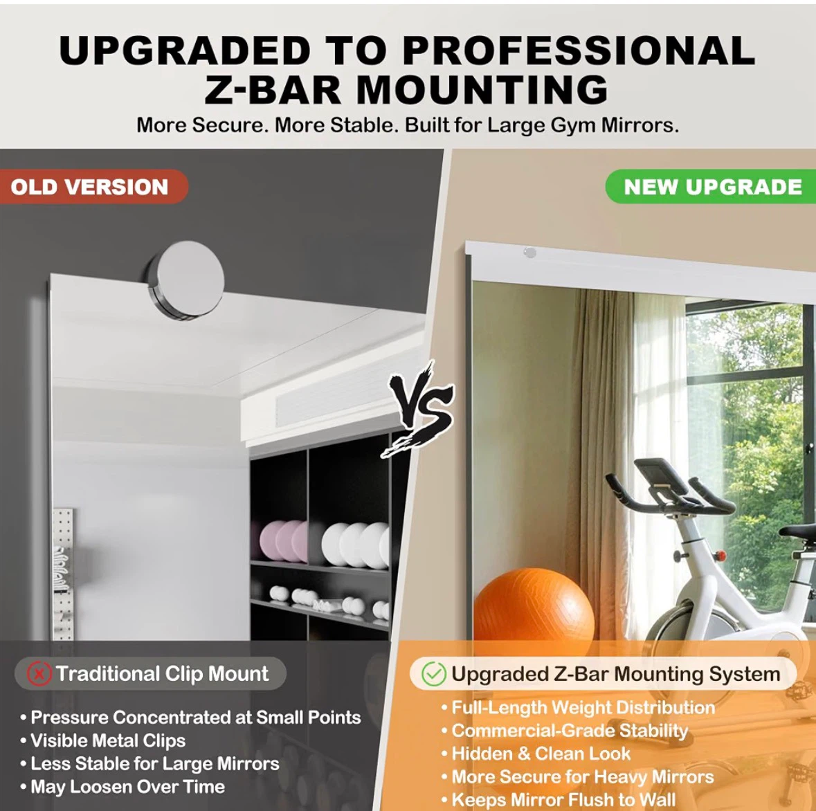 New 72''x36” Frameless Tempered Glass Mirror for Gym - photo 3