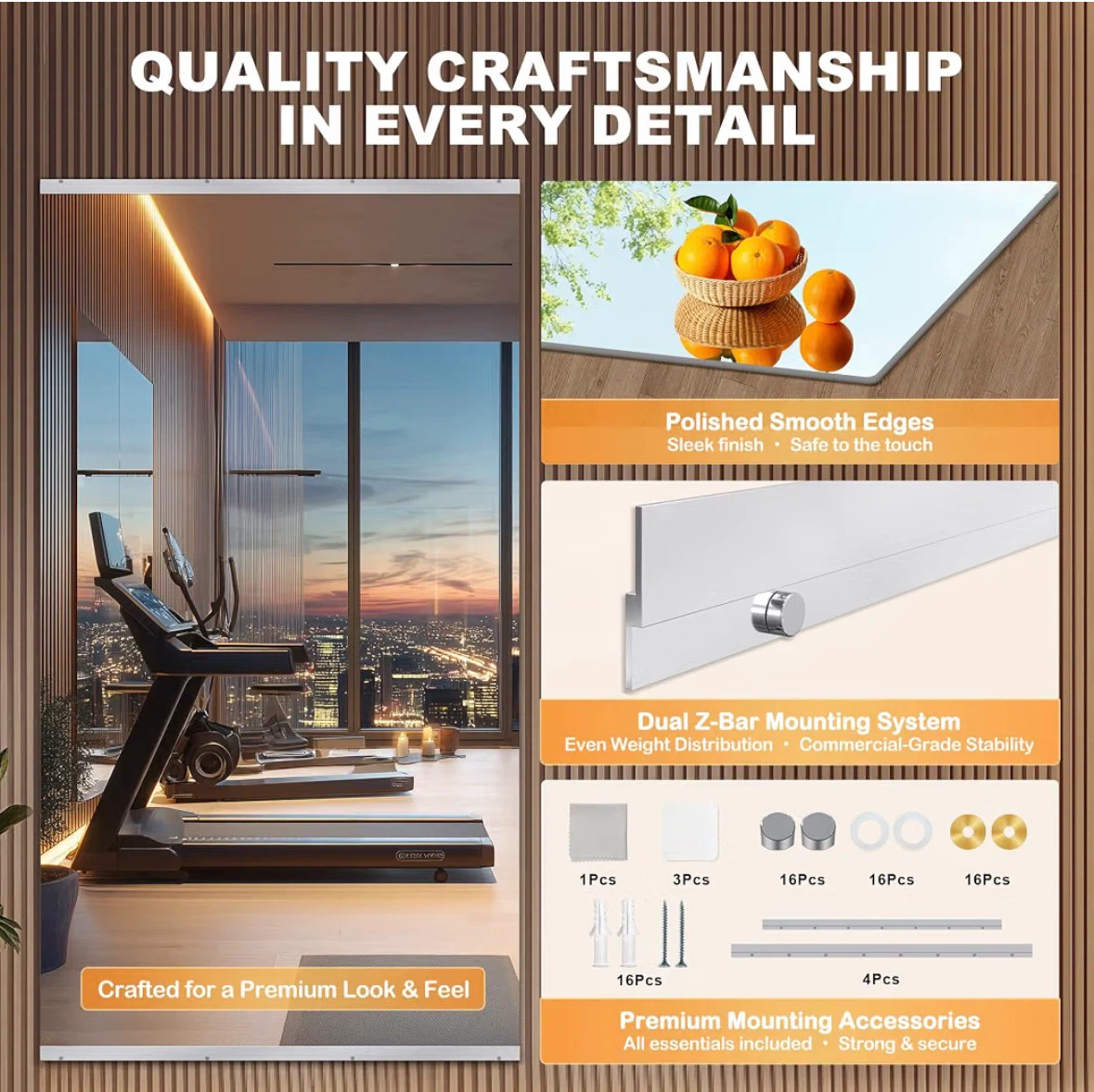 New 72''x36” Frameless Tempered Glass Mirror for Gym - photo 4