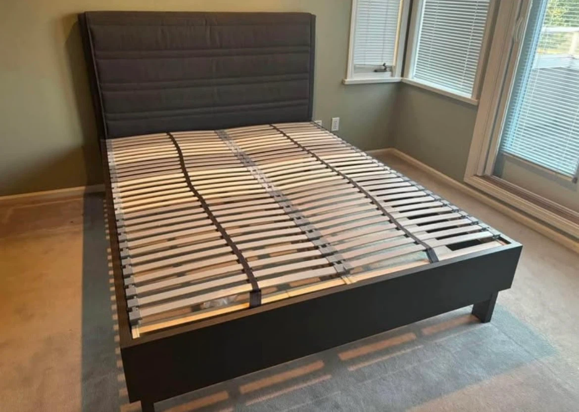IKEA Queen Bed Frame with Upholstered Headboard