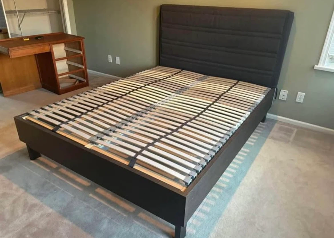 IKEA Queen Bed Frame with Upholstered Headboard - photo 2