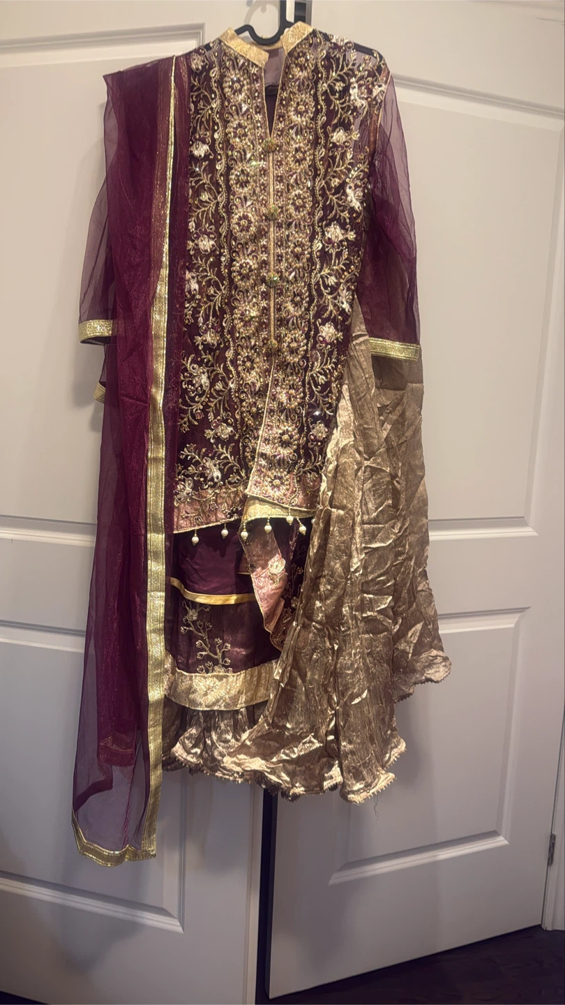 Deep Plum Embroidered Traditional Outfit
