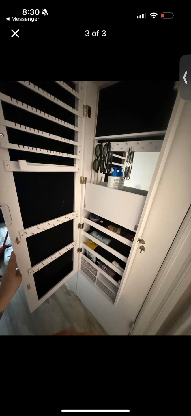 White Mirrored Jewelry Armoire Cabinet