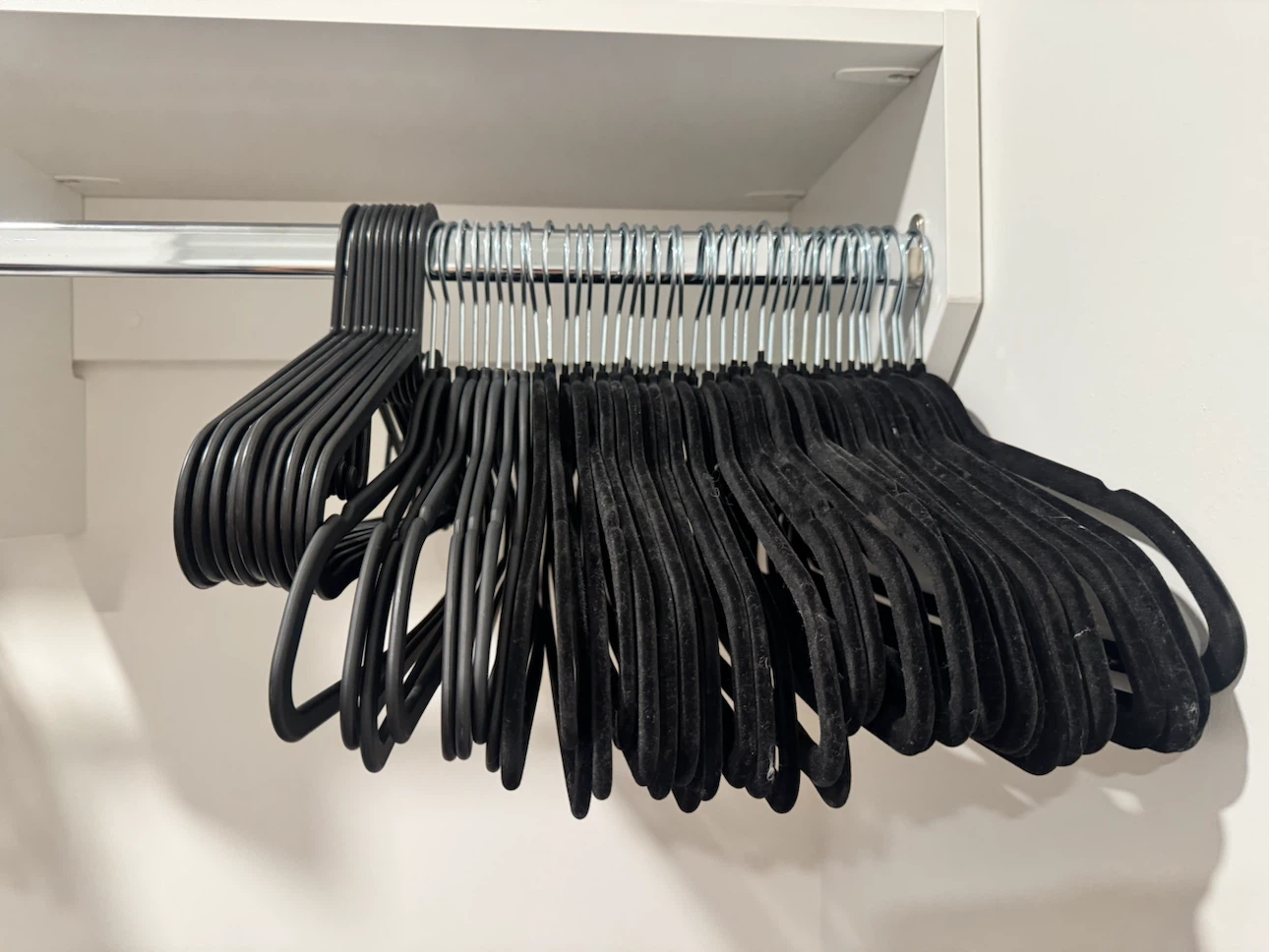 50 Black Velvet and Plastic Clothes Hangers