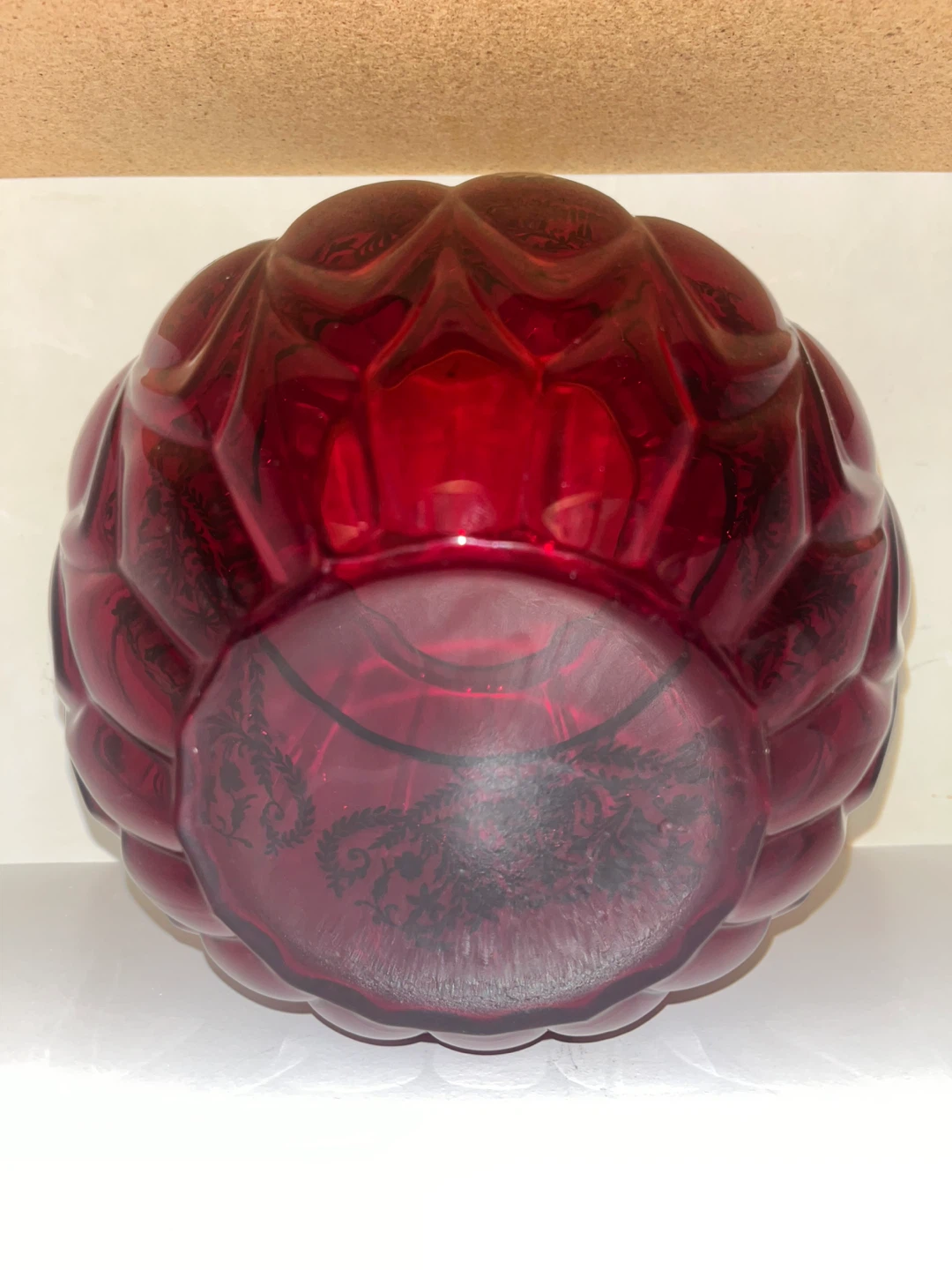 Vintage Ruby Red Glass Vase with Silver Overlay - photo 3
