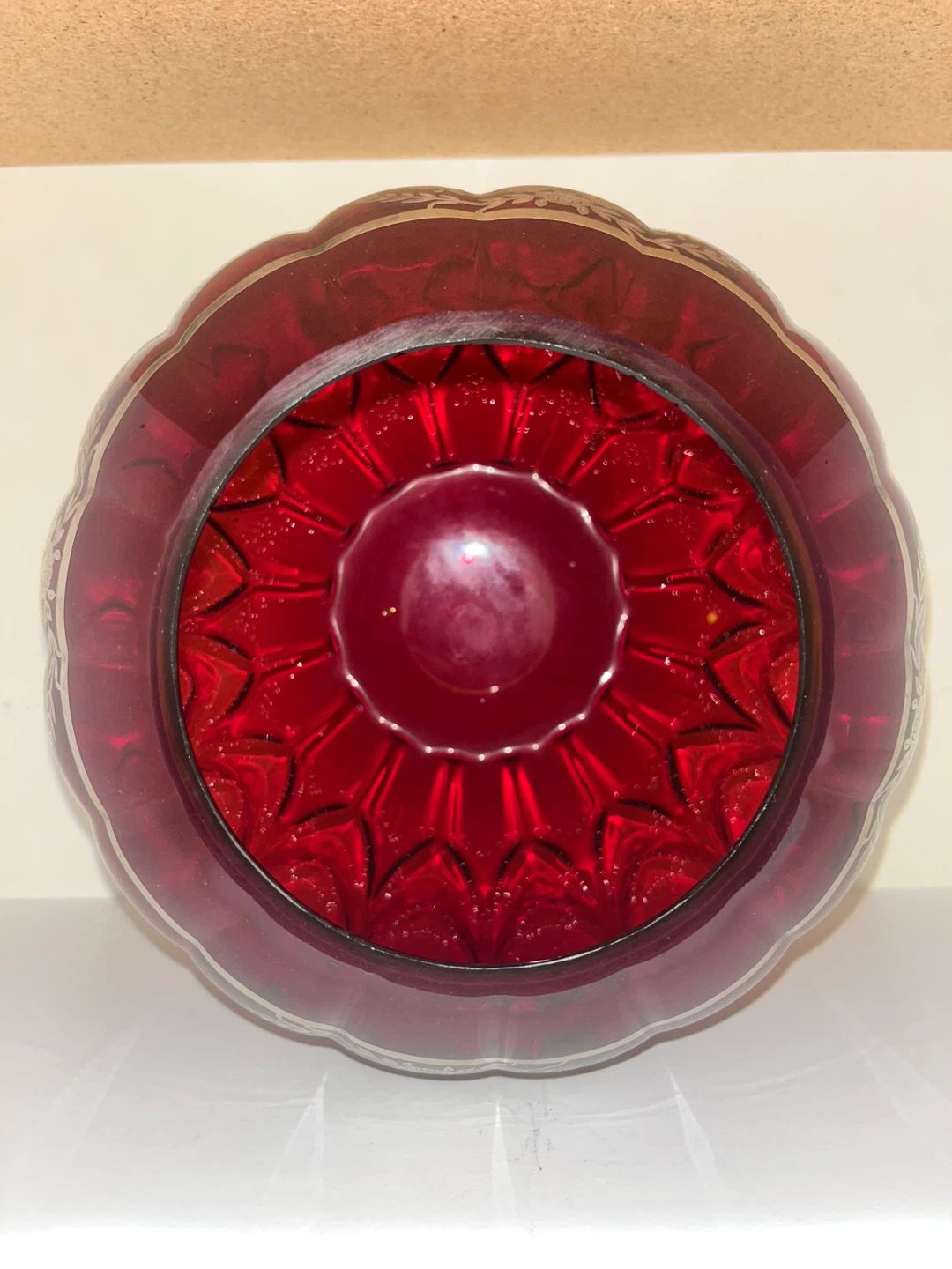 Vintage Ruby Red Glass Vase with Silver Overlay - photo 4