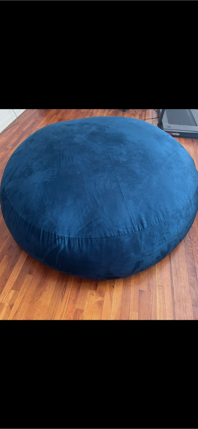 Large Blue Velvet Bean Bag Chair