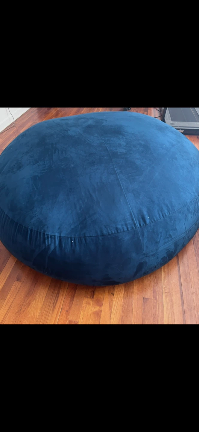Large Blue Velvet Bean Bag Chair - photo 2