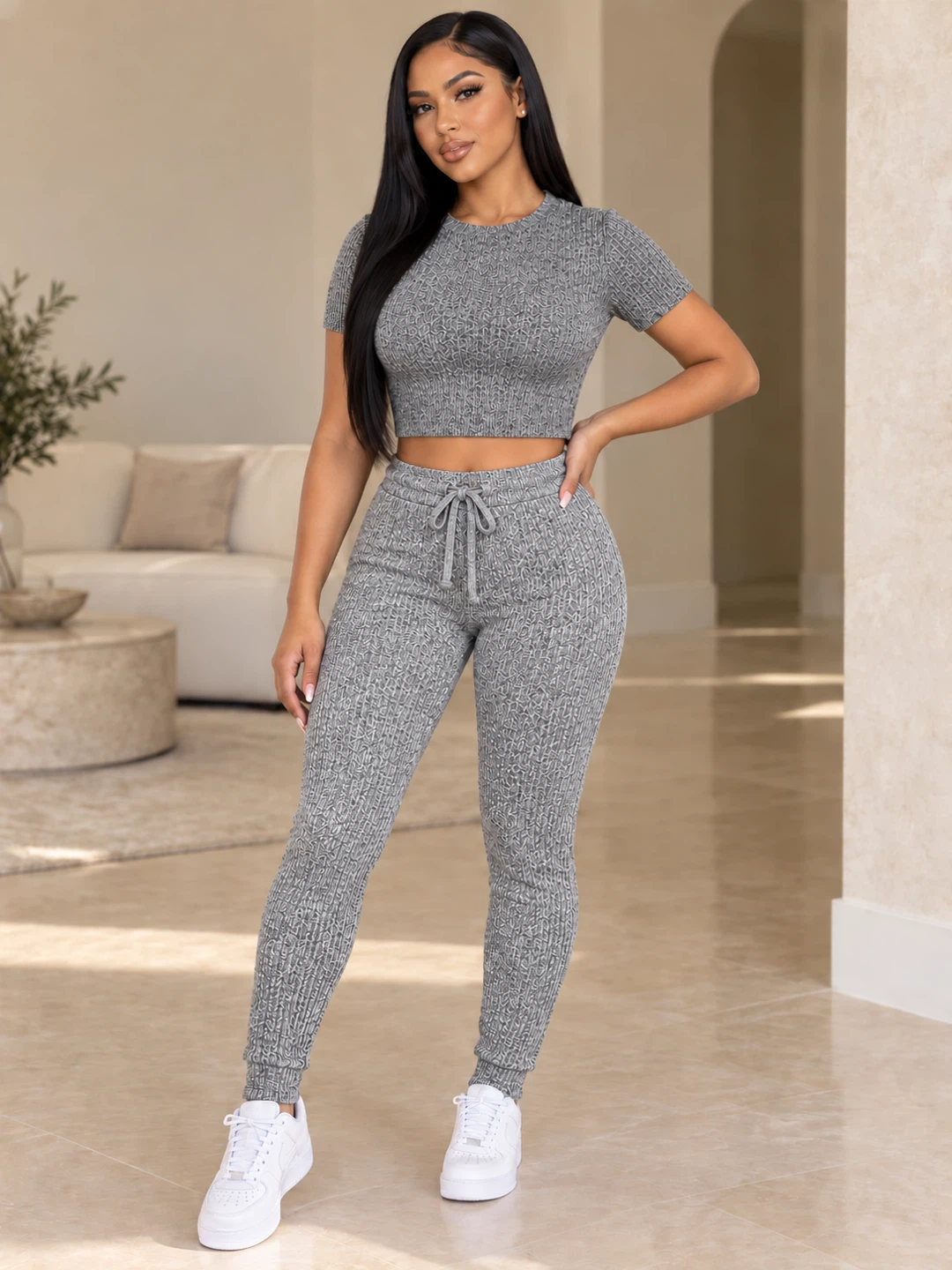 Grey Two-Piece Set Matching Set