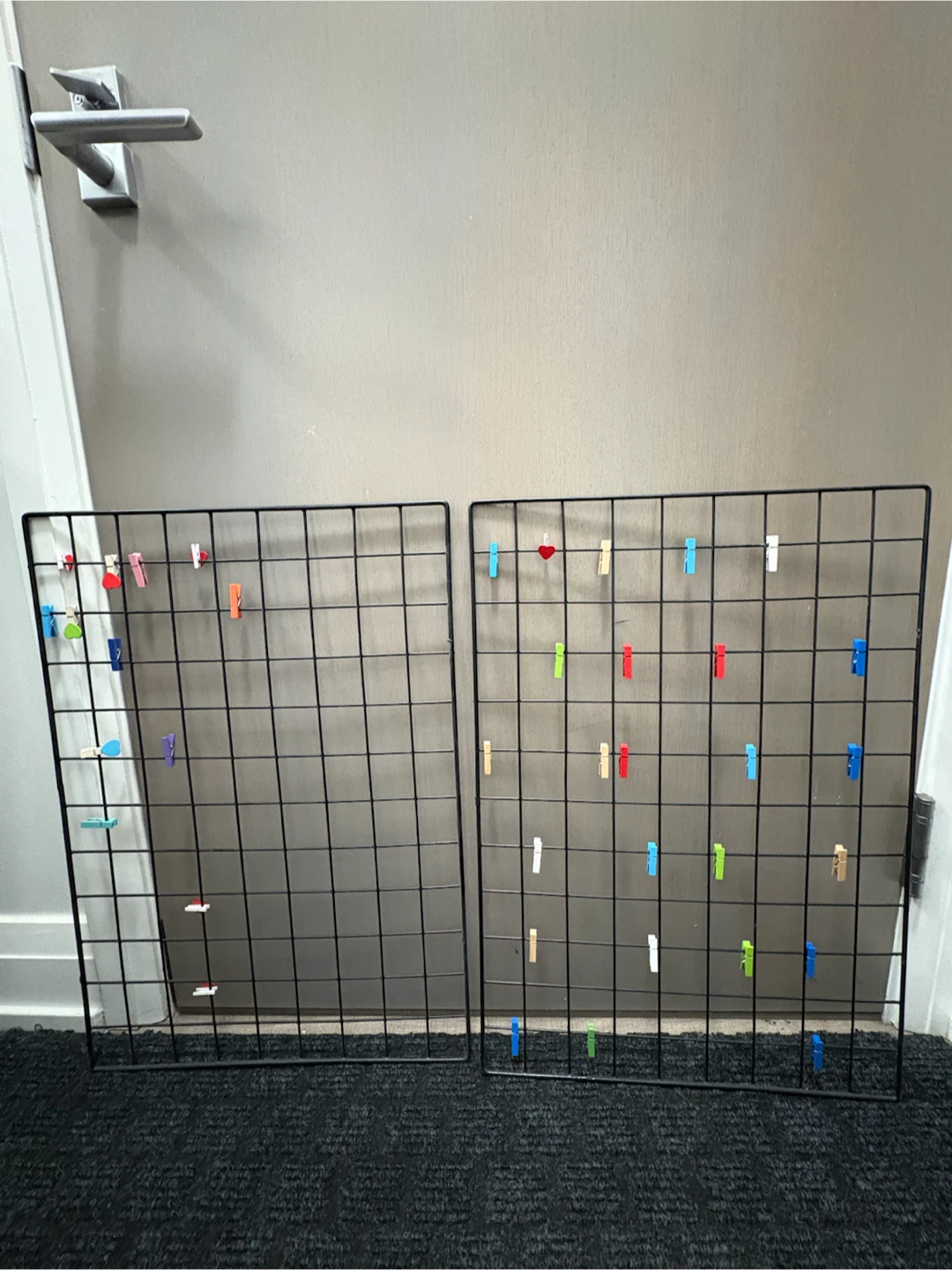 Two Black Wire Grid Wall Panels