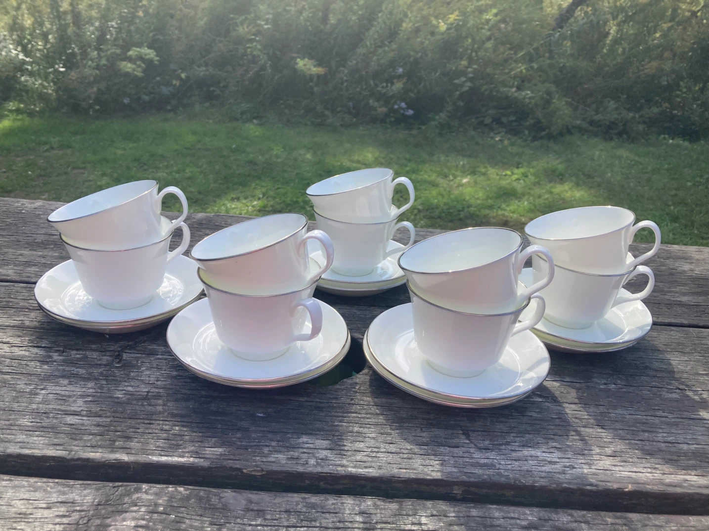 Set of 10 White Teacups with Saucers - photo 4