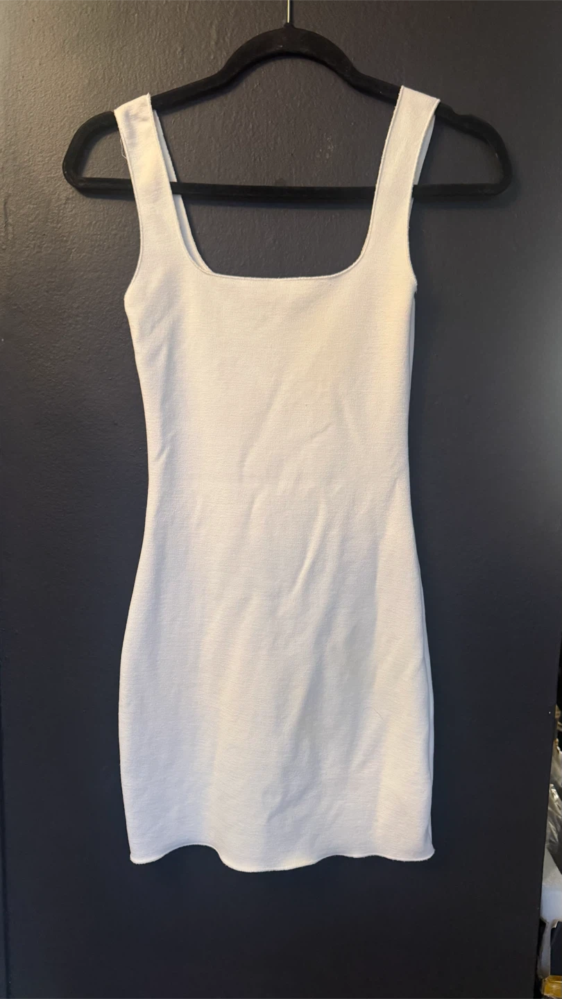 Cream Ribbed Tank Dress Zara