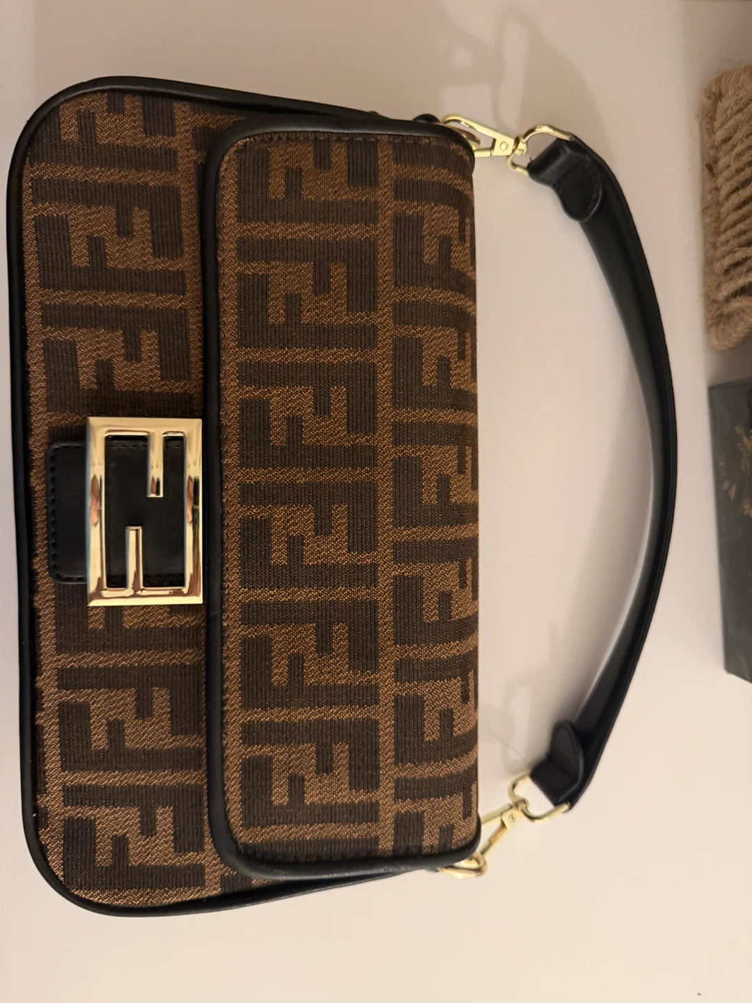 Fendi FF Logo Baguette Shoulder Bag