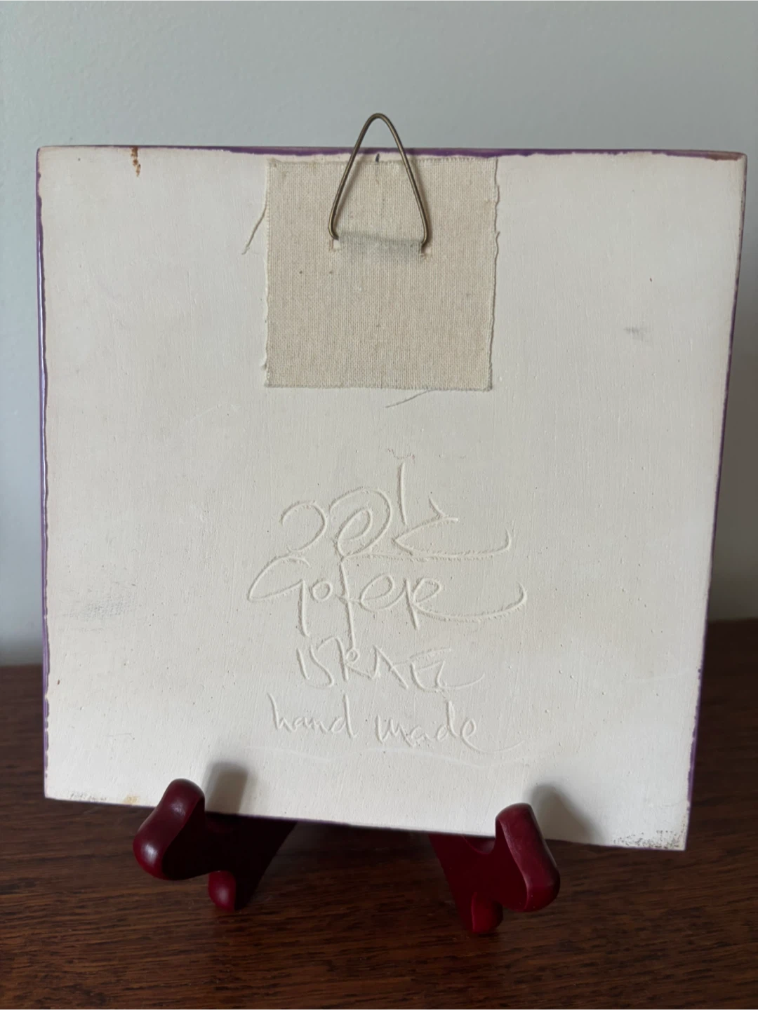 MCM Rare Fine Art Plum Lavender Ceramic Owl Wall Plaque 6x6 - photo 2