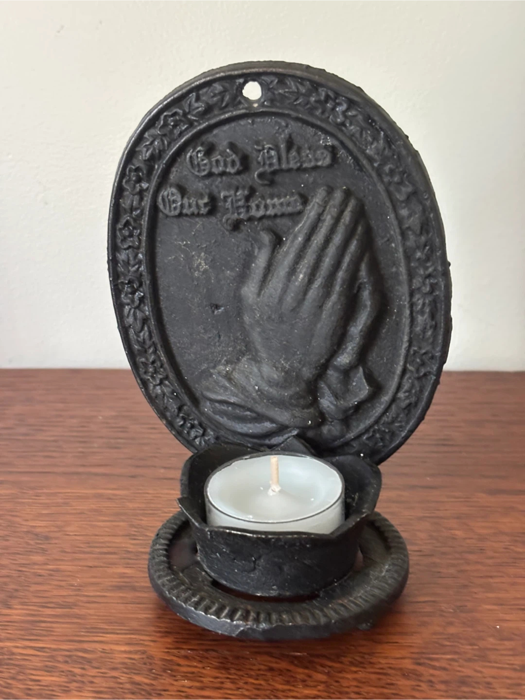 Cast Iron God Bless Our Home Candle Holder - photo 4