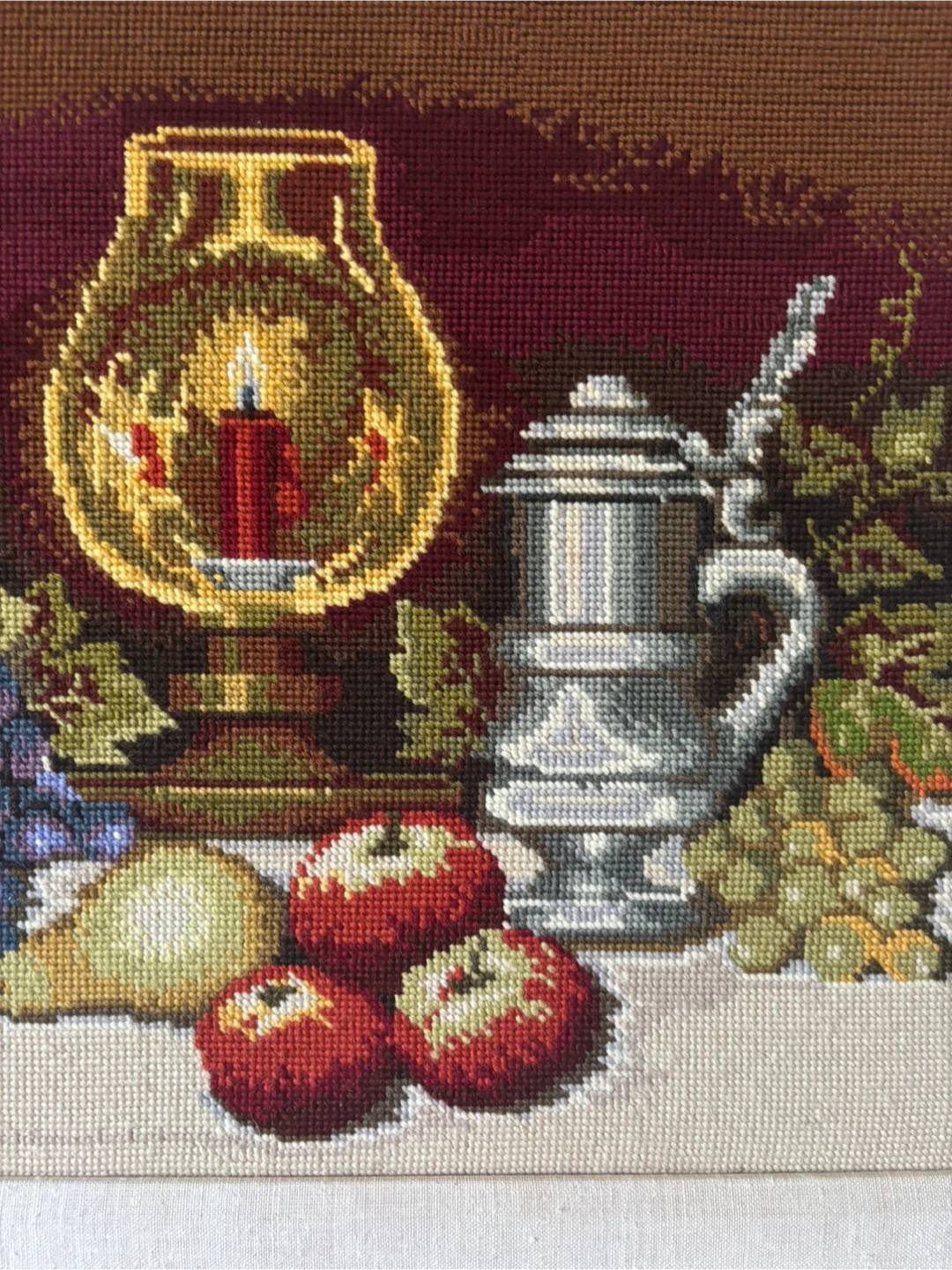 Vintage Framed Still Life Needlepoint Wall Art - photo 4