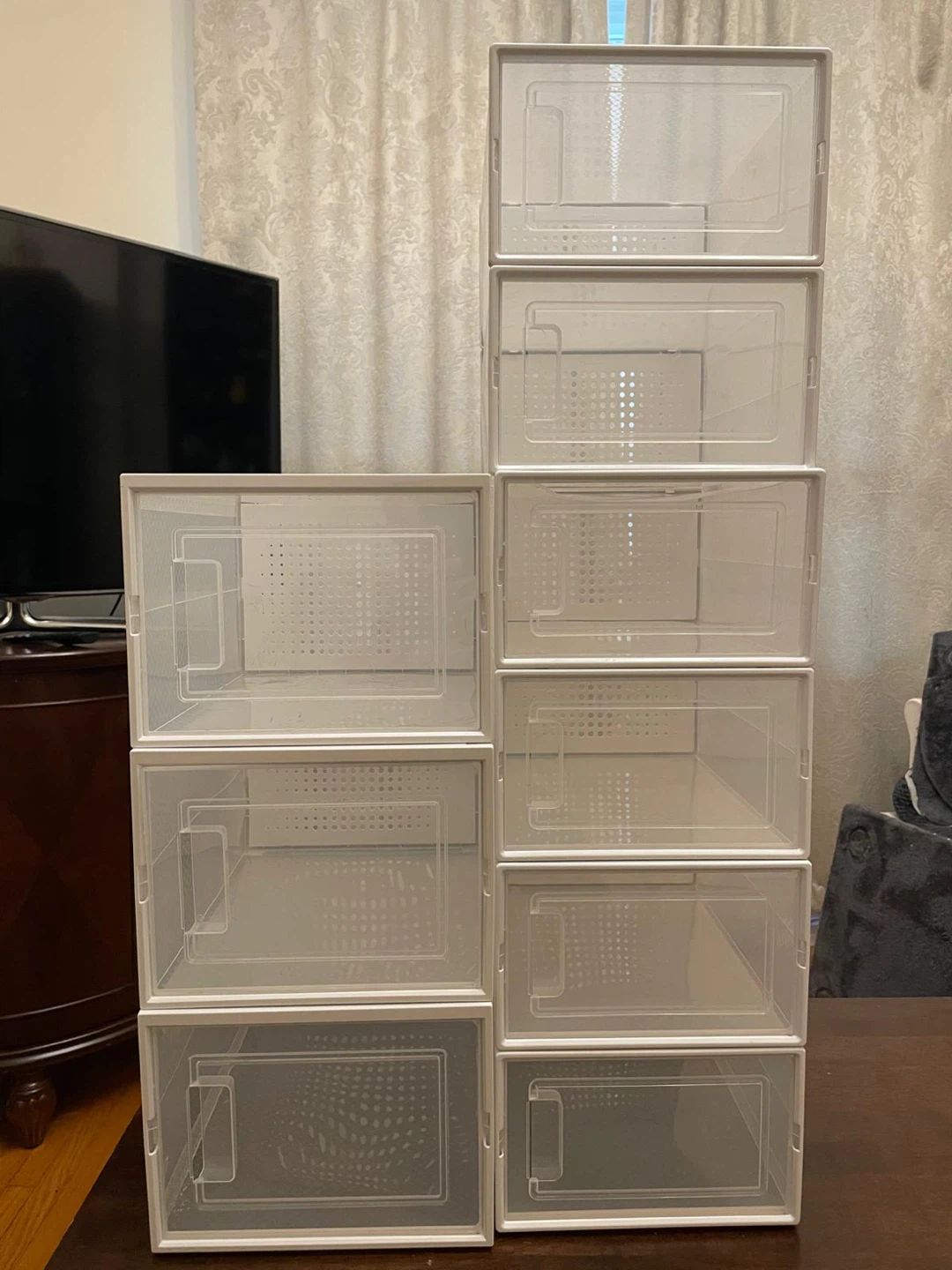 Clear Stackable Plastic Shoe Storage Boxes