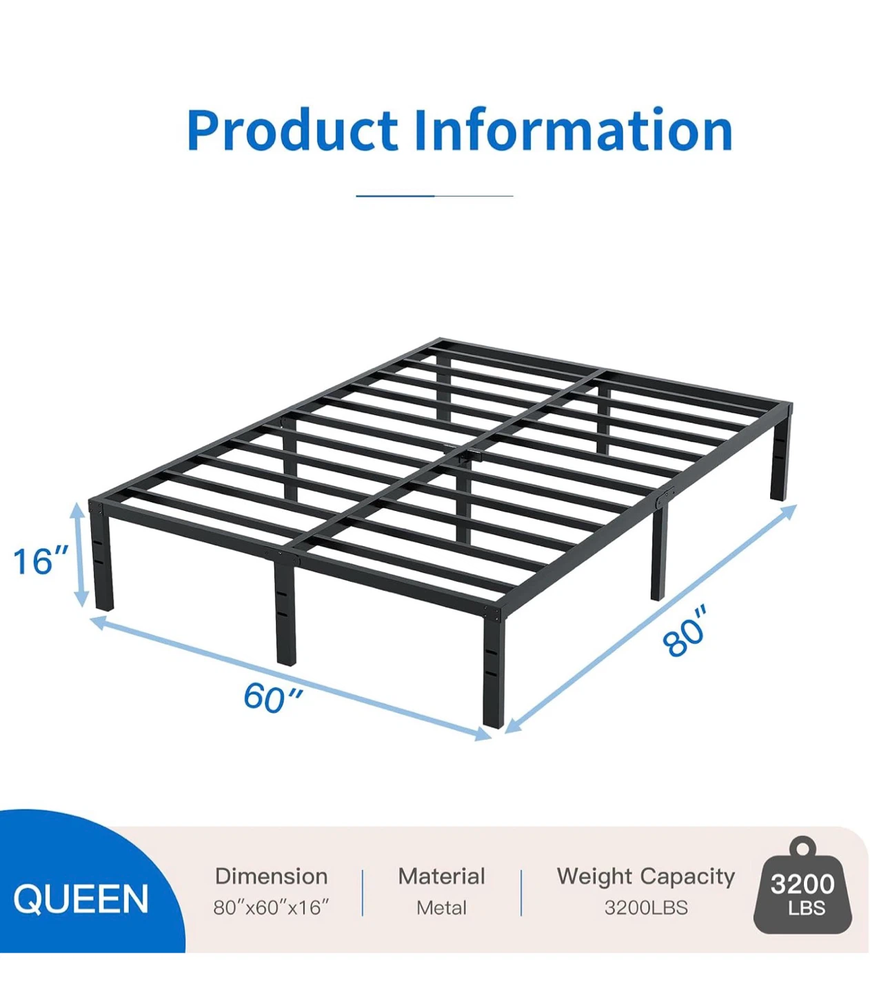 Queen Size Heavy Duty Metal Bed Frame - photo 2