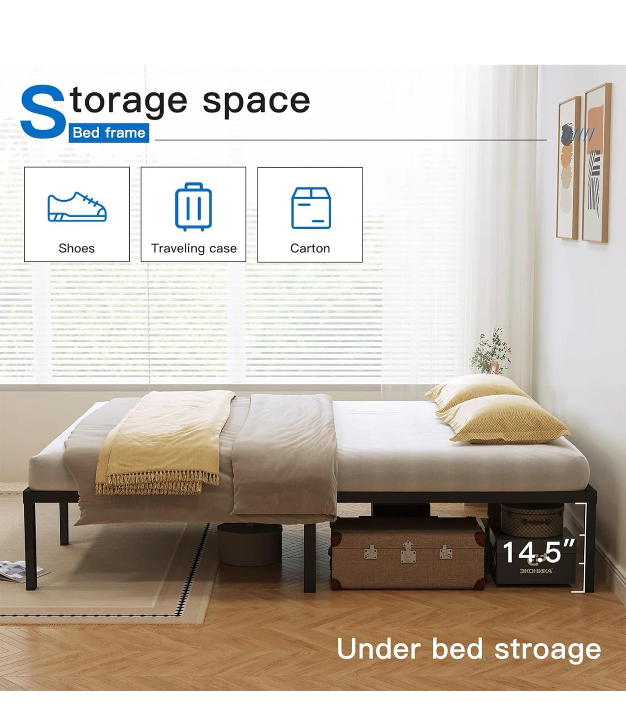 Queen Size Heavy Duty Metal Bed Frame - photo 4