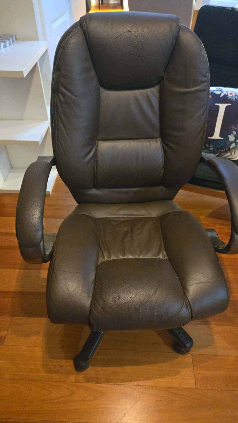Dark brown faux leather office chair