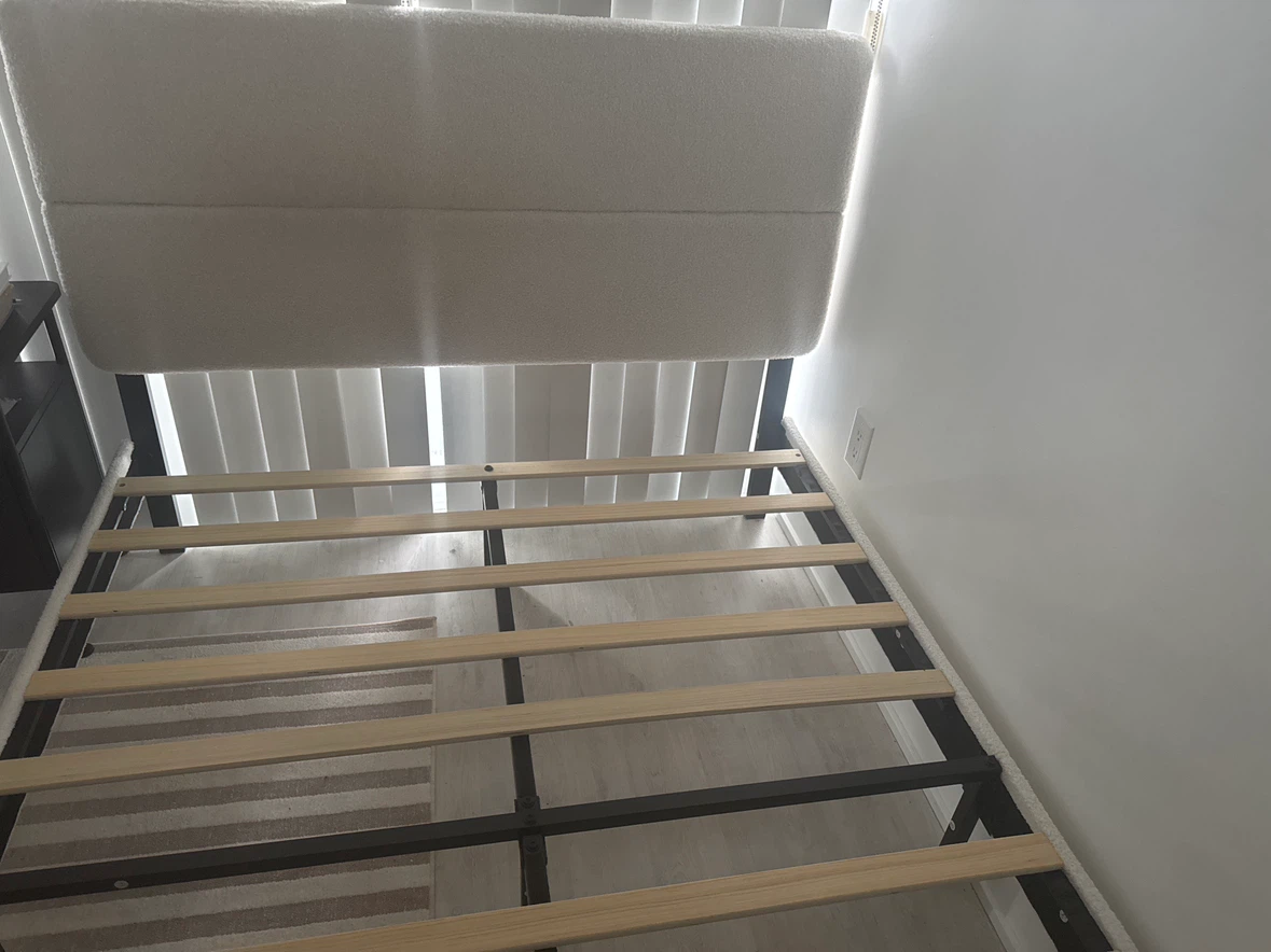 Cream Bouclé Bed Frame (Double Bed) - photo 2