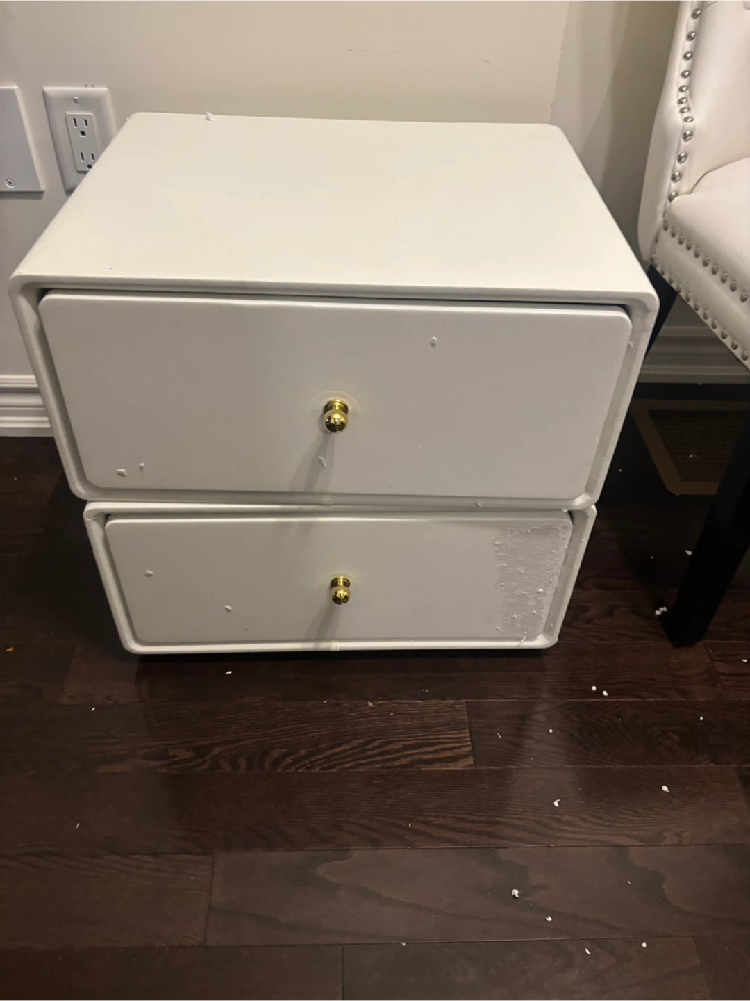 White 2 swivel stacked Drawer Nightstand